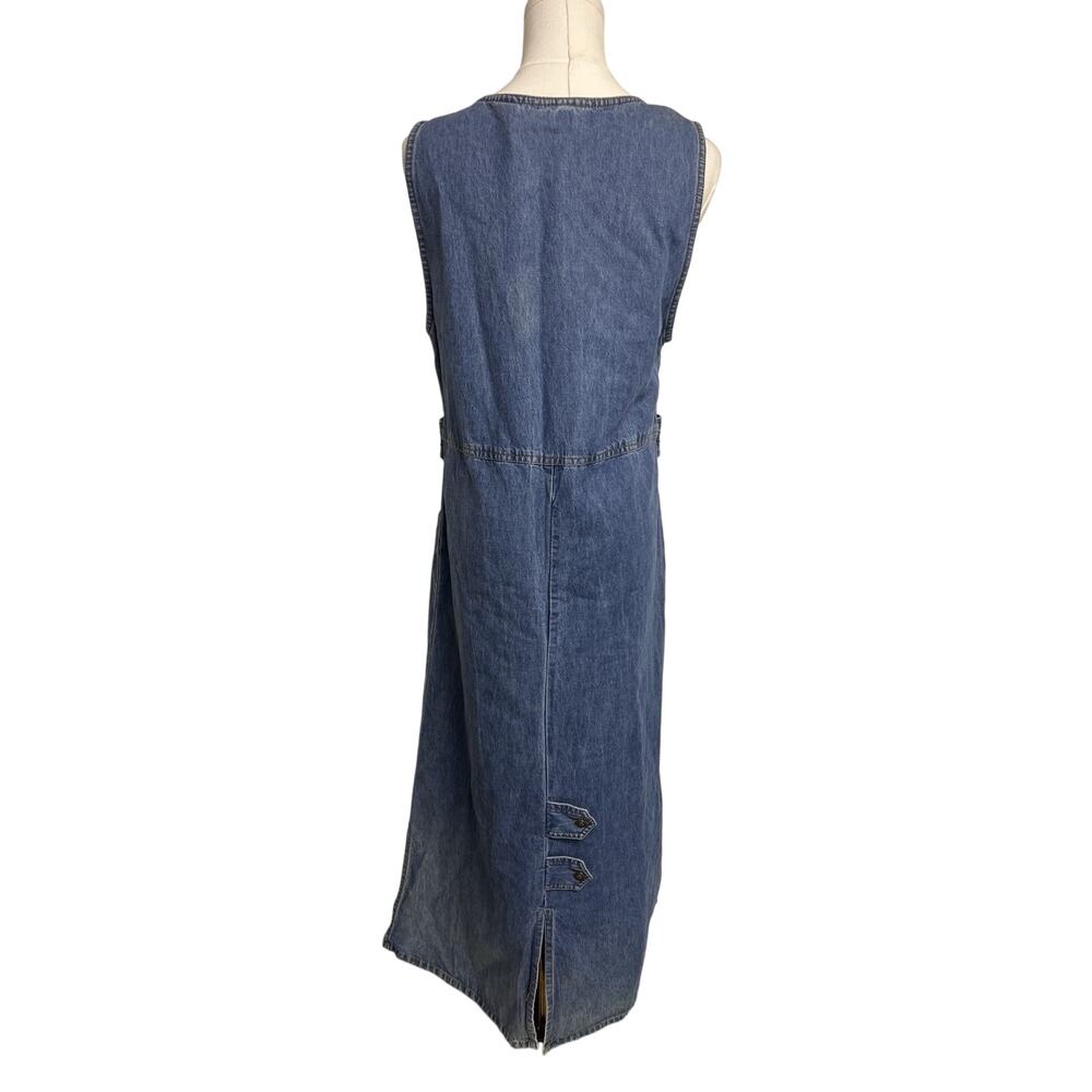 Vintage Jane Ashley Denim Maxi Dress Size M Embroidered Floral 90s Gilmore Girls - Picture 3 of 11